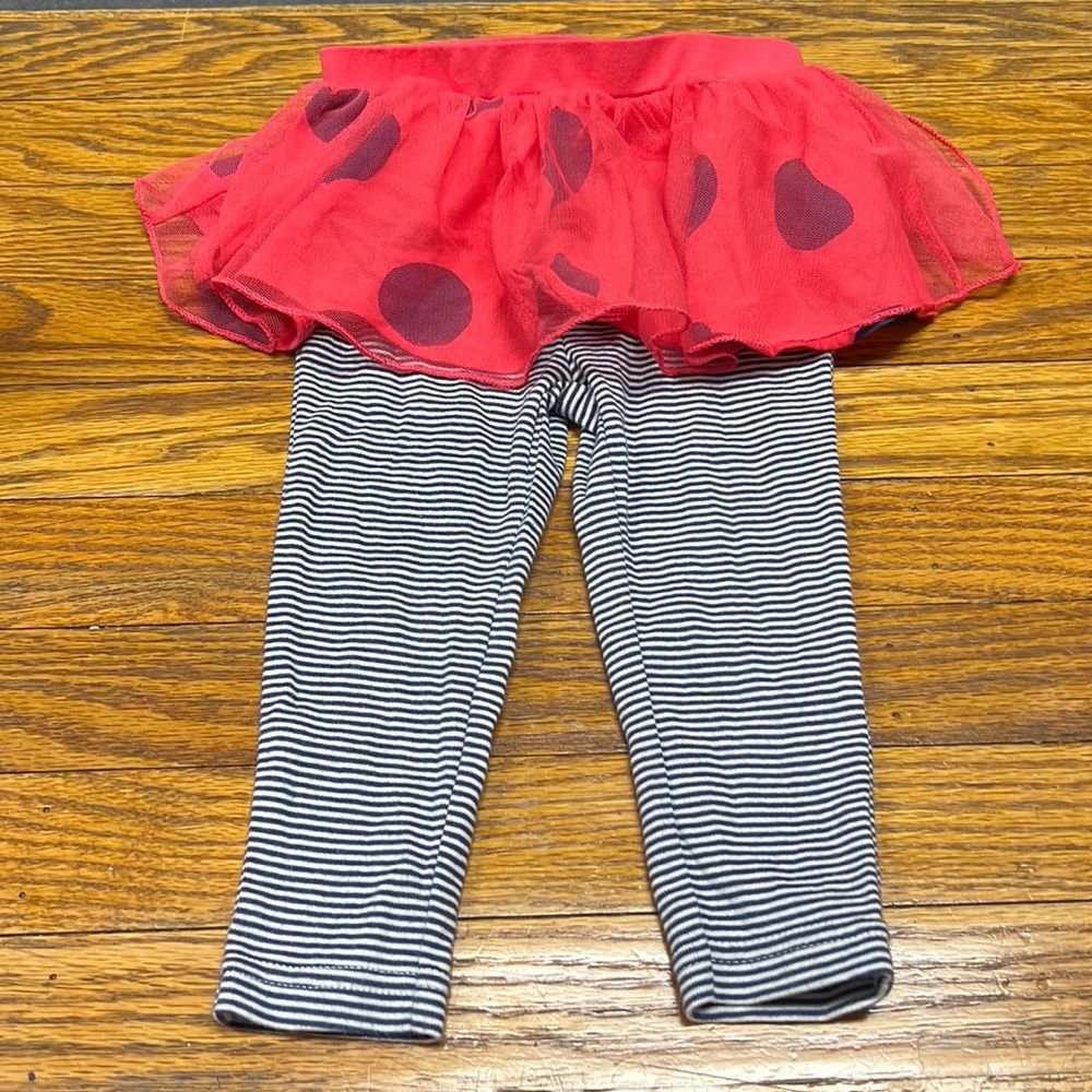 ❤️2/$15❤️5/$25❤️ CARTER’S | navy striped skirted leggings/coral dot tutu skirt